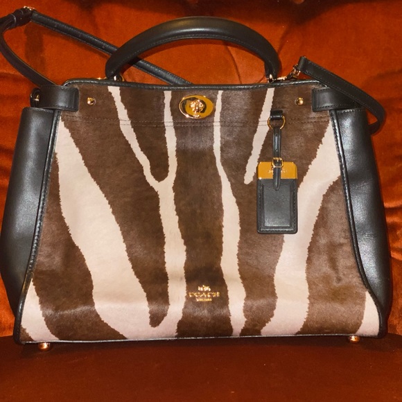 Coach Women’s Handbag Satchel/Shoulder Gramercy Calf Hair Leather Zebra Stripe - Picture 13 of 13